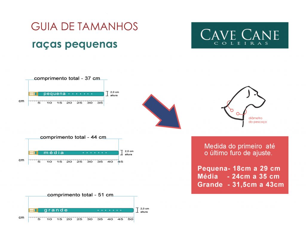 guia de tamanho das coleiras